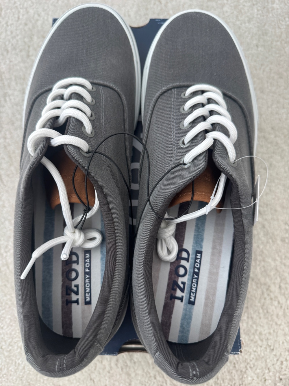 IZOD Rangley Men's Gray Canvas Memory Foam Casual Sneakers, Size 12 - NWT